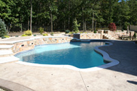 stamped concrete pool patio